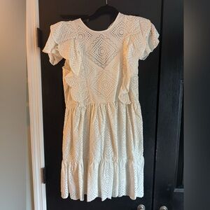 NWT Sea New York Vienne Eyelet Cotton Tunic Mini Dress Ivory White Size Large